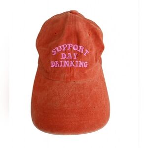 Support DAY DRINKING Hat Burnt Orange With Pink Lettering